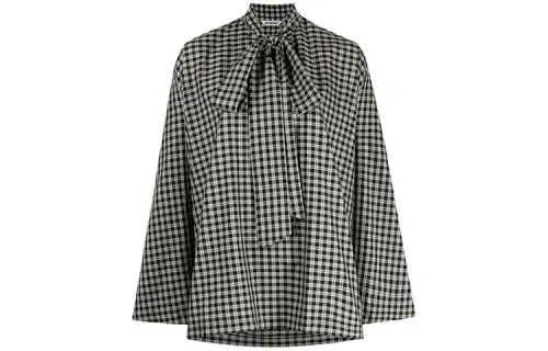 Balenciaga Shirts Women's Black Scarf Collar Moderate Shirt