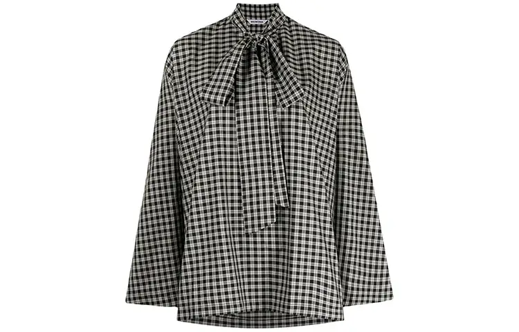 Balenciaga Shirts Women's Black Scarf Collar Moderate Shirt