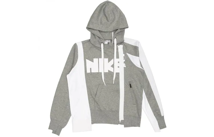 Nike x Sacai Double-Zip Hoodie 'Dark Grey Heather/White'