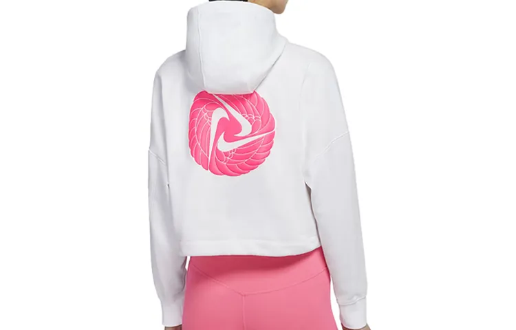 Nike Sweatshirts Women's White Pink Hooded Moderate Regular