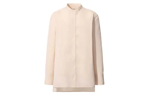 UNIQLO Shirts Women's Light Beige Stand Collar Moderate Shirt