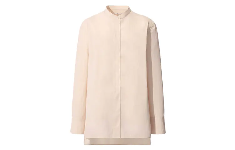 UNIQLO Shirts Women's Light Beige Stand Collar Moderate Shirt