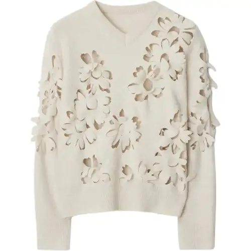 Burberry Cut-Out Daisy V-Neck Jumper