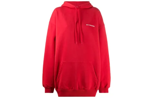 Balenciaga Sweatshirts Women's Red Hooded Moderate Regular