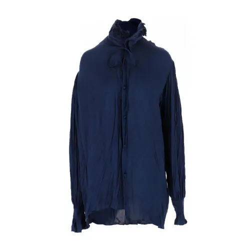 Balenciaga Shirts Women's Blue Turtleneck Moderate Shirt