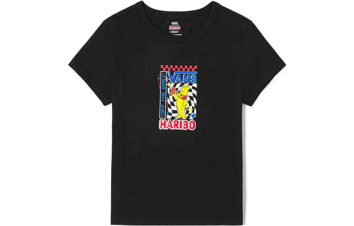 Vans T-Shirts Women's Black Crew Neck Moderate Straight Fit