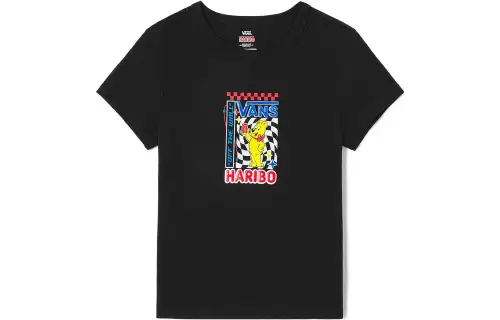 Vans T Shirts Women's Black Crew Neck Moderate Straight Fit