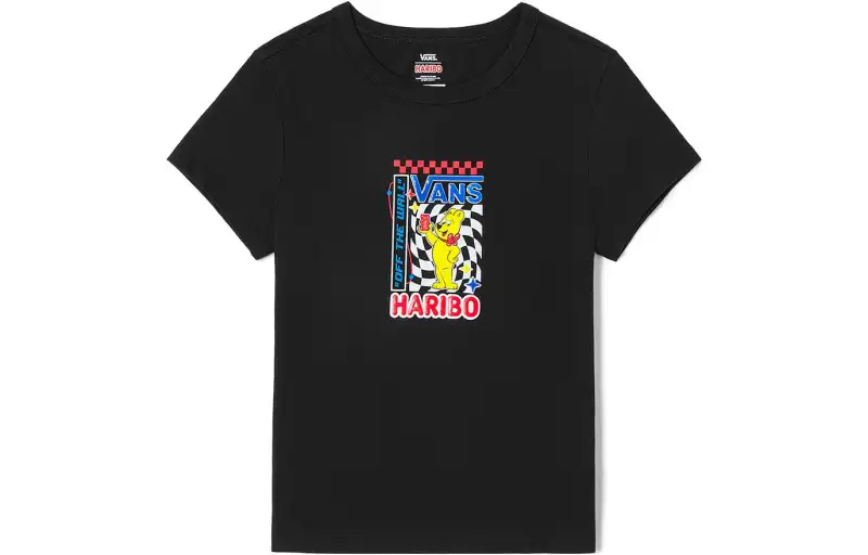 Vans T Shirts Women's Black Crew Neck Moderate Straight Fit