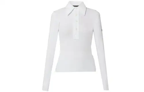 LOUIS VUITTON New Quarterly Products Of LV Polo Shirts Women's White Polo Collar Moderate Straight Fit