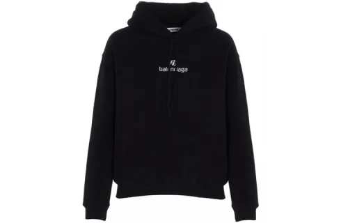 Balenciaga Sweatshirts Women's Black Hooded Moderate Regular