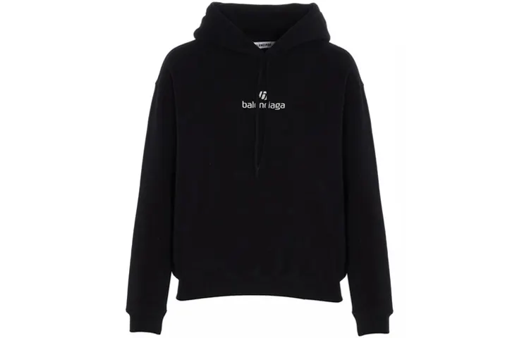 Balenciaga Sweatshirts Women's Black Hooded Moderate Regular