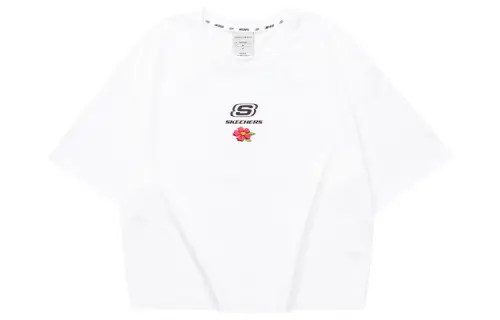 Skechers Colorful T Shirts Women's 0019 Bright White Crew Neck Moderate
