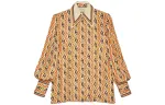 GUCCI Shirts Women's Orange Pointed Collar Moderate Shirt
