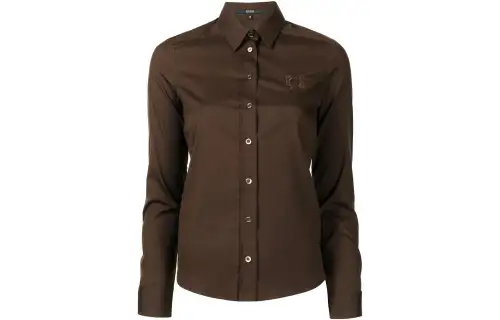 GUCCI Curved Hem Logo Embroidered Shirt