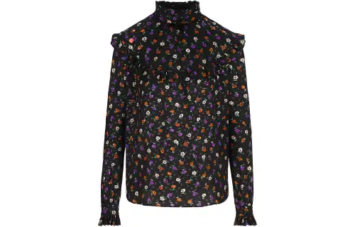 SAINT LAURENT Floral Lamé Blouse