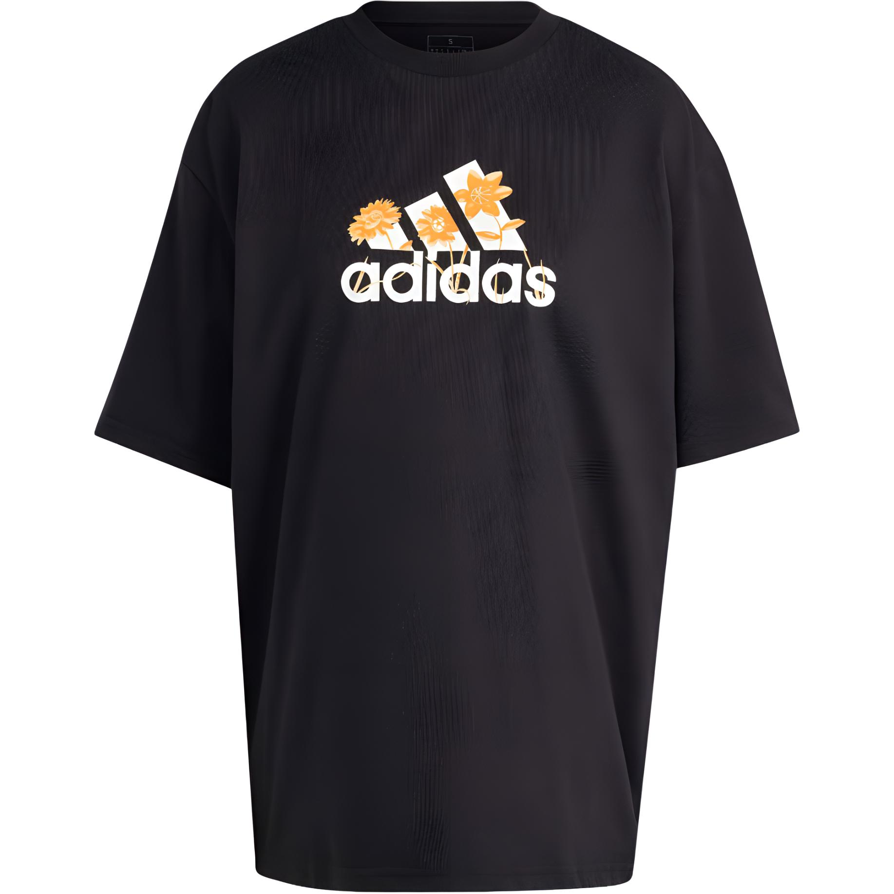 Adidas FLOWER PACK BADGE OF SPORT Digital Printed Round Neck Sports Short Sleeve T-Shirt Women's Black