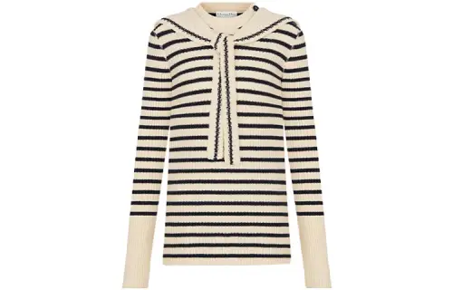 DIOR Quarterly New Products Cashmere Sweaters Women's Ecru Crew Neck Moderate