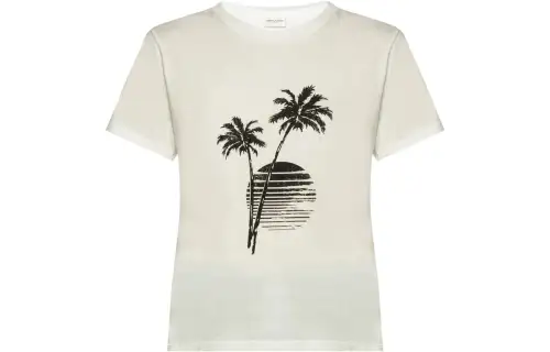 SAINT LAURENT T Shirts Women's White Crew Neck Moderate Straight Fit
