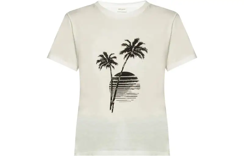 SAINT LAURENT T Shirts Women's White Crew Neck Moderate Straight Fit