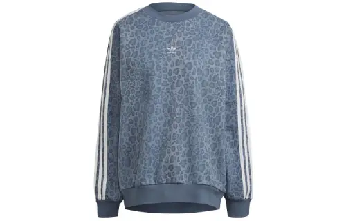 Adidas Originals Sweatshirts Women's Blue Gray Crew Neck Moderate Regular