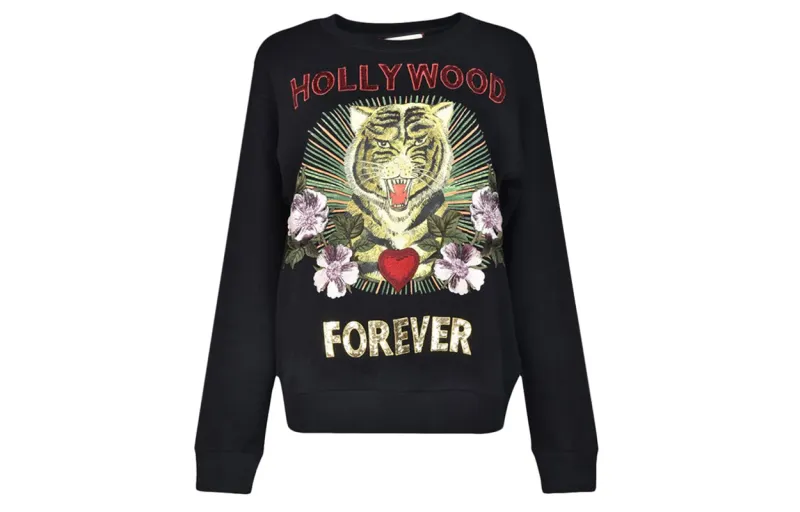 GUCCI Sweatshirts Women's Black Crew Neck Moderate Regular