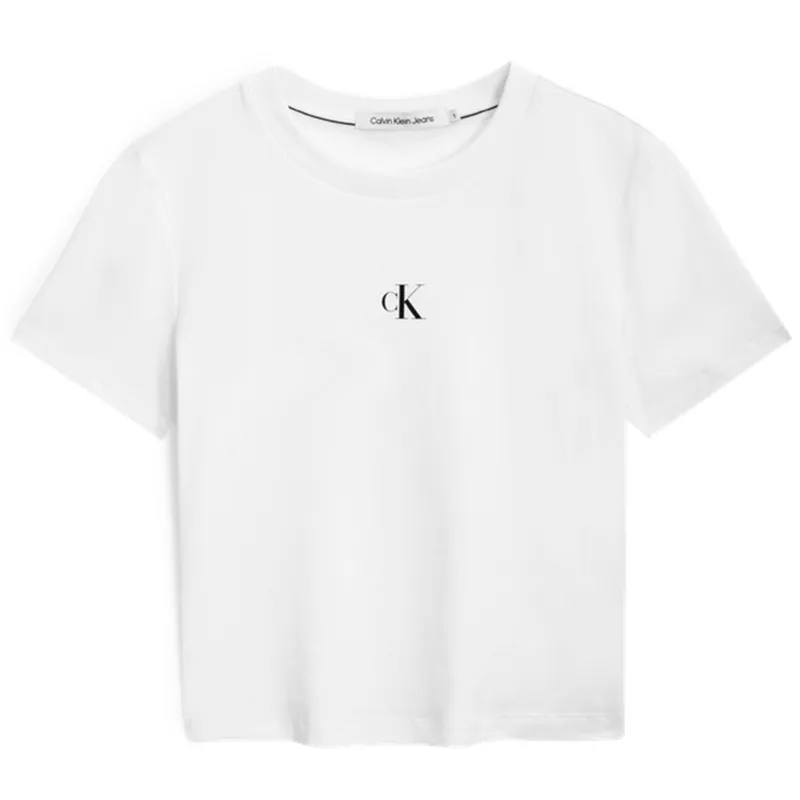 Calvin Klein T-Shirts Women's White Crew Neck Moderate Straight Fit