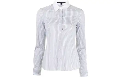 【Previous Season】contrast collar stripe-pattern shirt