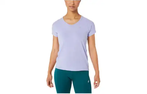 Asics V Neck Short Sleeve Top T Shirt Women's Blue