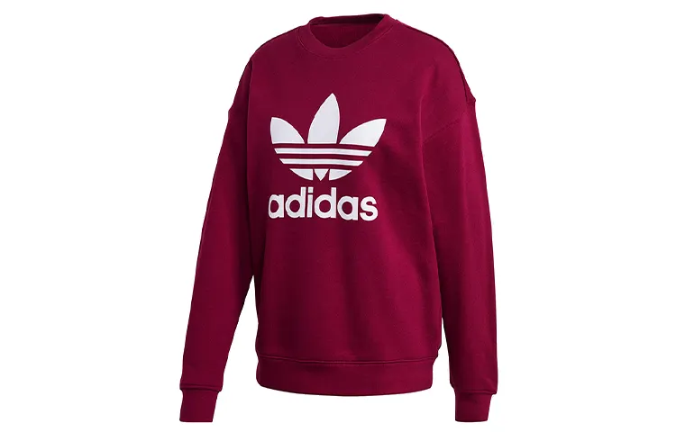 Adidas Originals BLUZA TRF Sweatshirts Women's Red Crew Neck Moderate Regular
