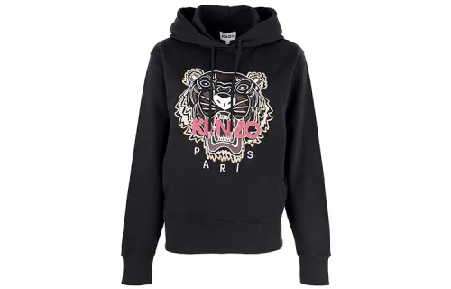 KENZO Sweatshirts Women's Black Hooded Moderate Regular