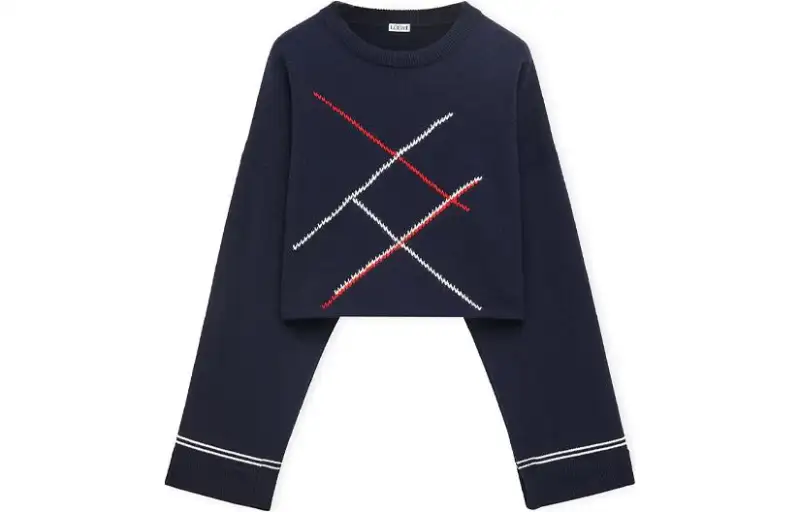 LOEWE Argyle Sweater 'Dark Navy Blue'
