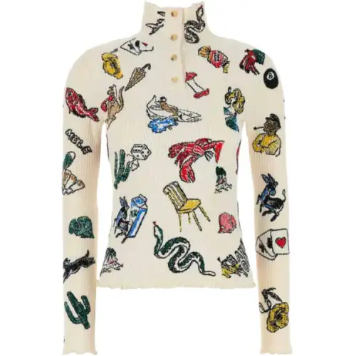 Bottega Veneta Sketches Detailed Polo Jumper