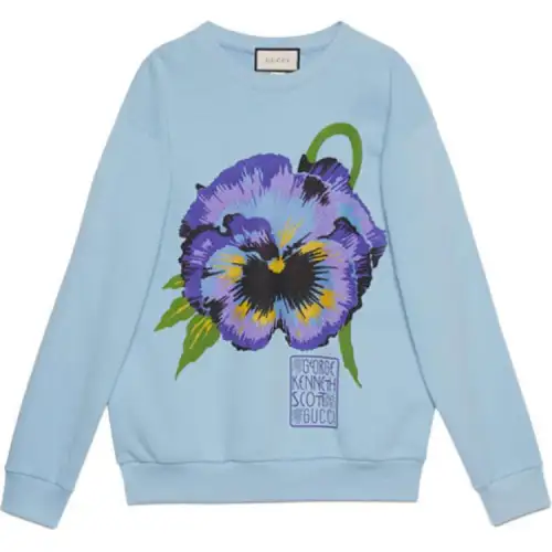GUCCI Sweatshirts Women's Blue Crew Neck Moderate Regular