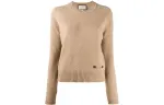 GUCCI Cashmere Sweaters Women's Camel Crew Neck Moderate