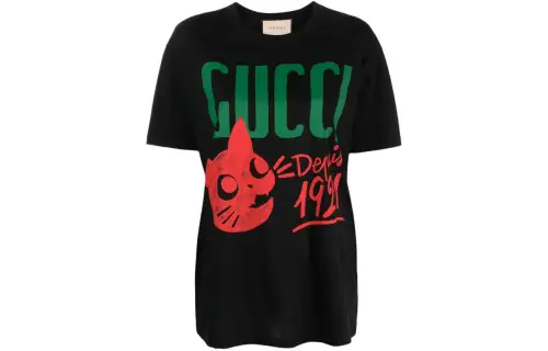 GUCCI T Shirts Women's Black Crew Neck Moderate Straight Fit