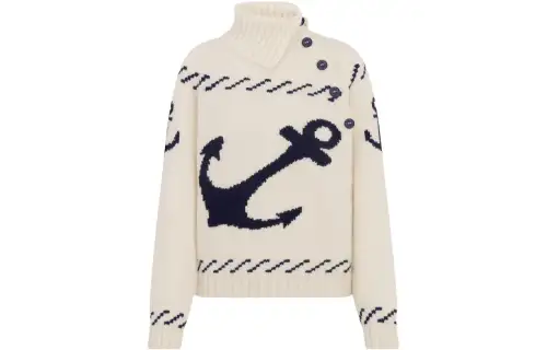 DIOR Sweaters Women's Ecru Lapel Moderate Other