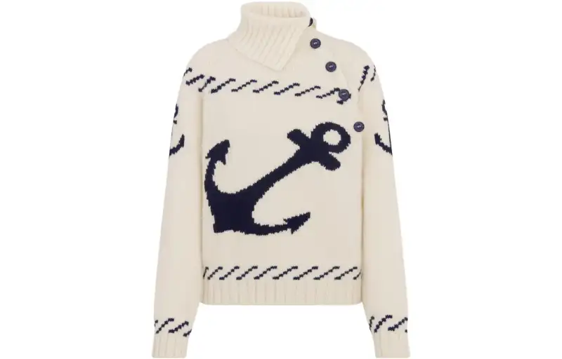 DIOR Sweaters Women's Ecru Lapel Moderate Other