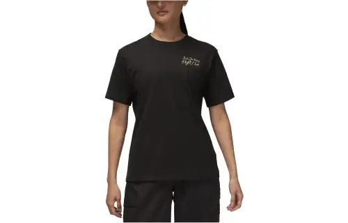 Jordan T Shirts Women's Black Crew Neck Moderate Straight Fit