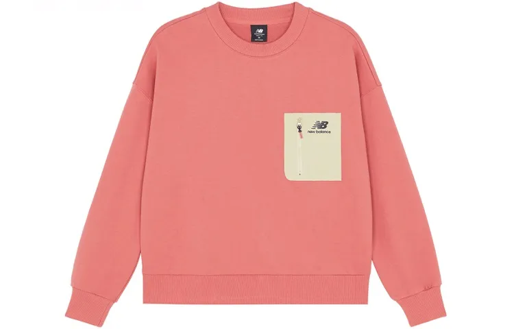 New Balance Sweatshirts Women's Pink Crew Neck Moderate Regular