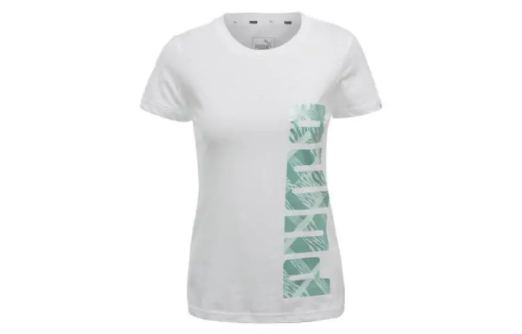 PUMA T-Shirts Women's White Crew Neck Moderate Straight Fit