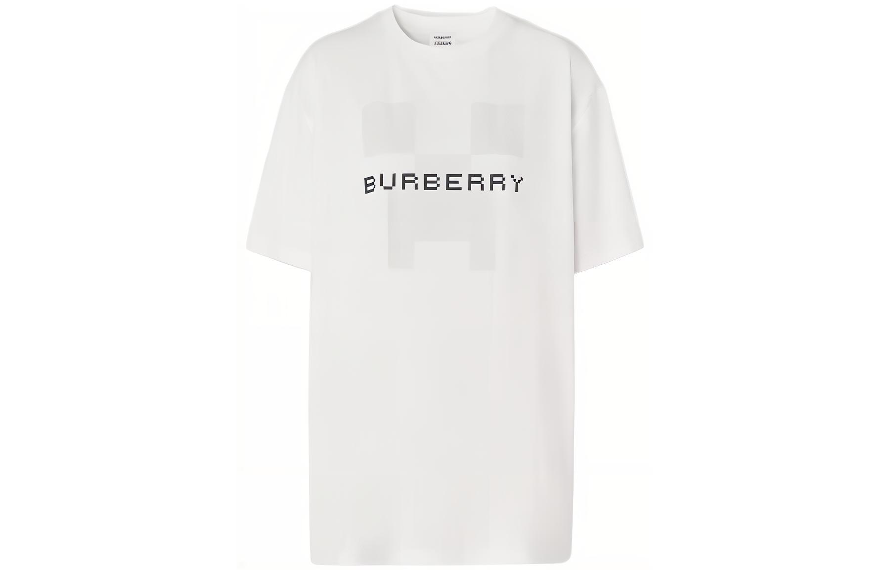 Burberry X Minecraft Logo Print Cotton Oversized T shirt White