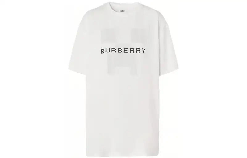 Burberry X Minecraft Logo Print Cotton Oversized T shirt White