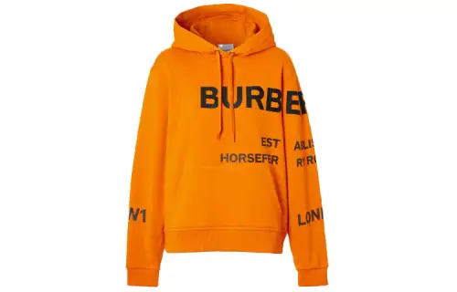 Burberry Horseferry Print Oversized Cotton Drawstring Hoodie Dark Orange