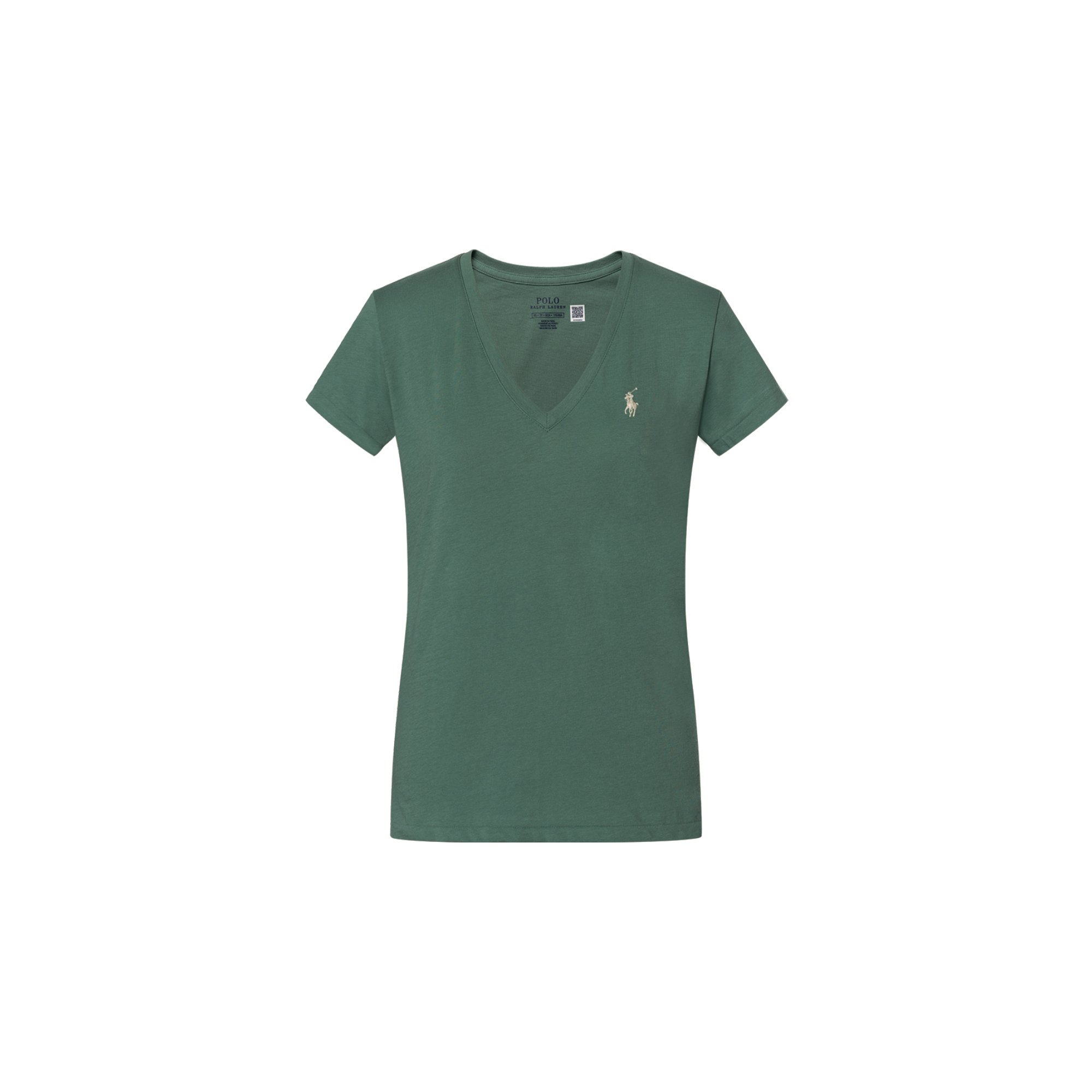 Polo Ralph Lauren Green T-shirt, logo embroidery service, V-neckline, with short sleeve