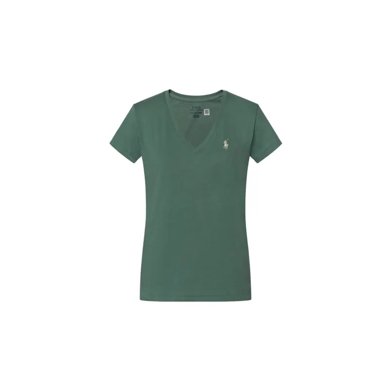 Polo Ralph Lauren Green T-shirt, logo embroidery service, V-neckline, with short sleeve