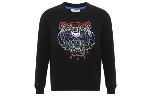 KENZO Classic Tiger Head Sweatshirts Women's Black Crew Neck Moderate Heavyweight