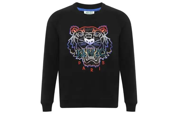 KENZO Classic Tiger Head Sweatshirts Women's Black Crew Neck Moderate Heavyweight