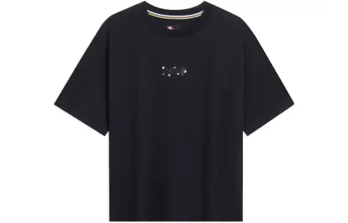 Li Ning T Shirts Women's Black Crew Neck Moderate Straight Fit