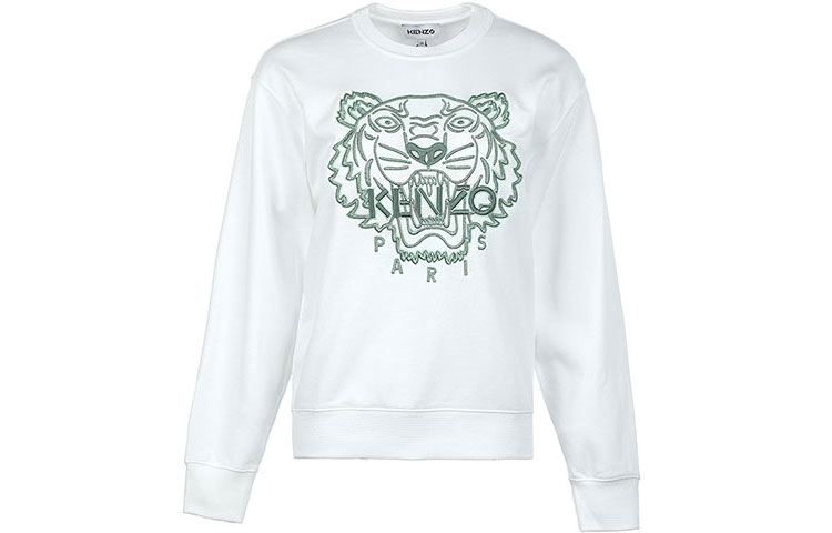 KENZO Classic Tiger Head Sweatshirts Women's White Crew Neck Moderate Heavyweight