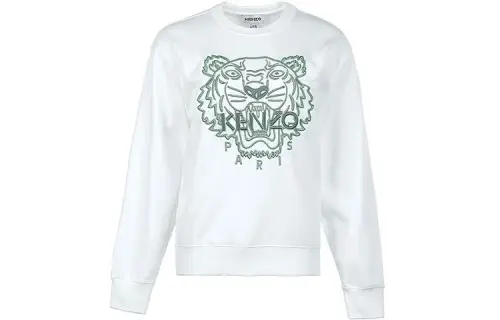 KENZO Classic Tiger Head Sweatshirts Women's White Crew Neck Moderate Heavyweight